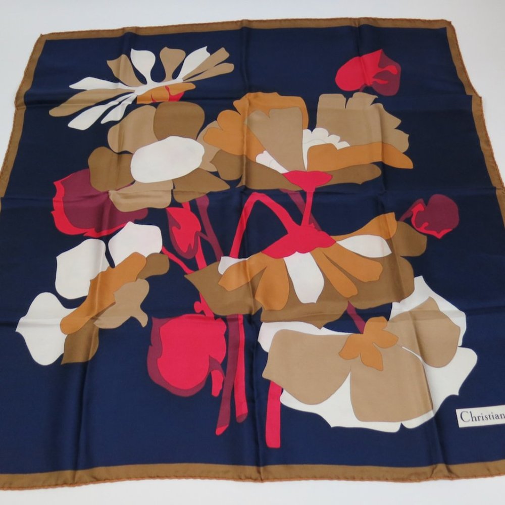 Christian Dior vintage abstract floral silk scarf in excellent condition.